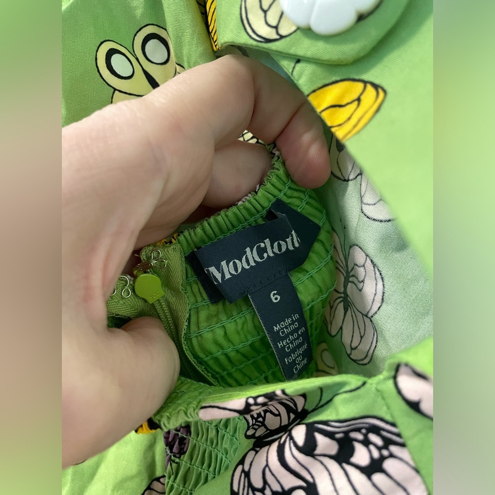 NWT ModCloth Light Of Day Green Butterfly Jumpsuit Size 6 Happy Clothes - Picture 4 of 9